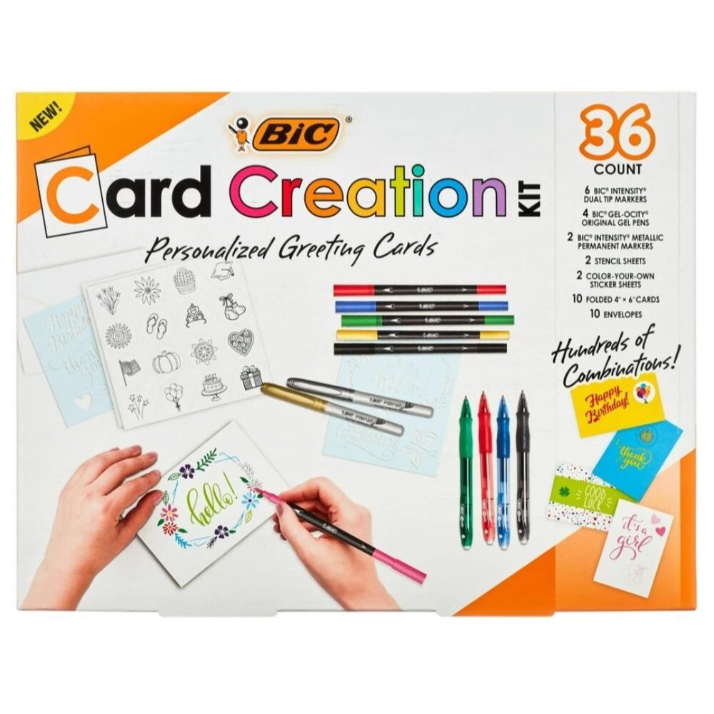 BIC Personalized Card Creation Kit, Markers, Gel Pens, Stencils & Stickers